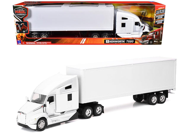 Kenworth T680 Truck White with Dry Van Trailer White "Long Haul Trucker" Series 1/32 Diecast Model by New Ray
