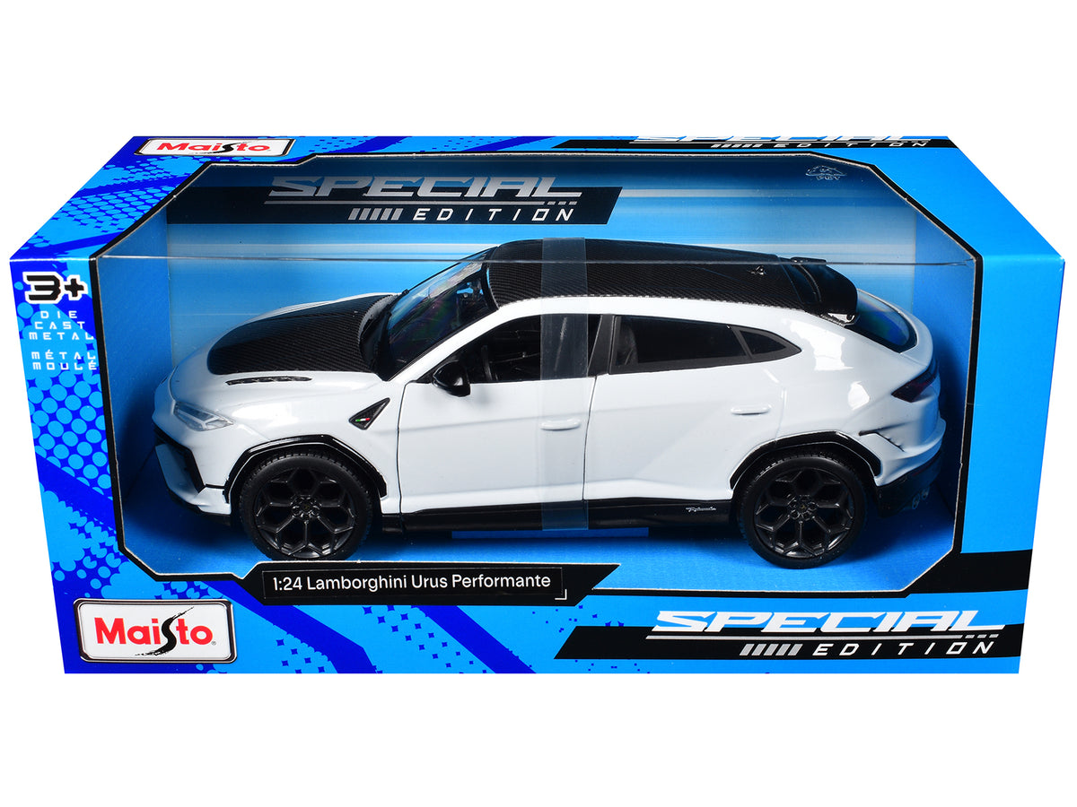 Lamborghini Urus Performante White Metallic with Carbon Hood and Top "Special Edition" Series 1/24 Diecast Model Car by Maisto