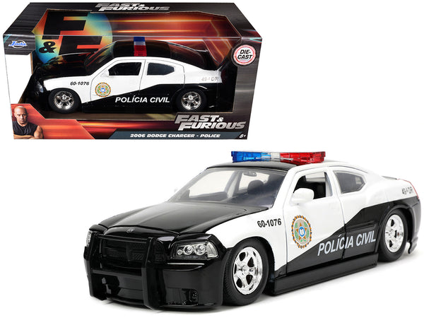 2006 Dodge Charger Police Black and White "Policia Civil" "Fast & Furious" Series 1/24 Diecast Model Car by Jada