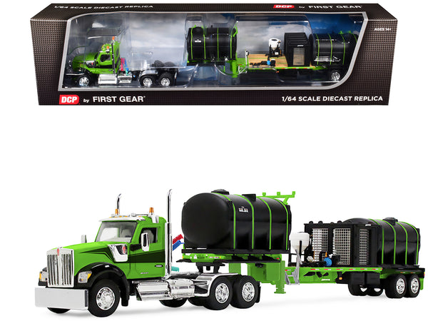 Kenworth W900 Day Cab with Demco 42' Liquid Fertilizer Tender Trailer Green and Black 1/64 Diecast Model by DCP/First Gear