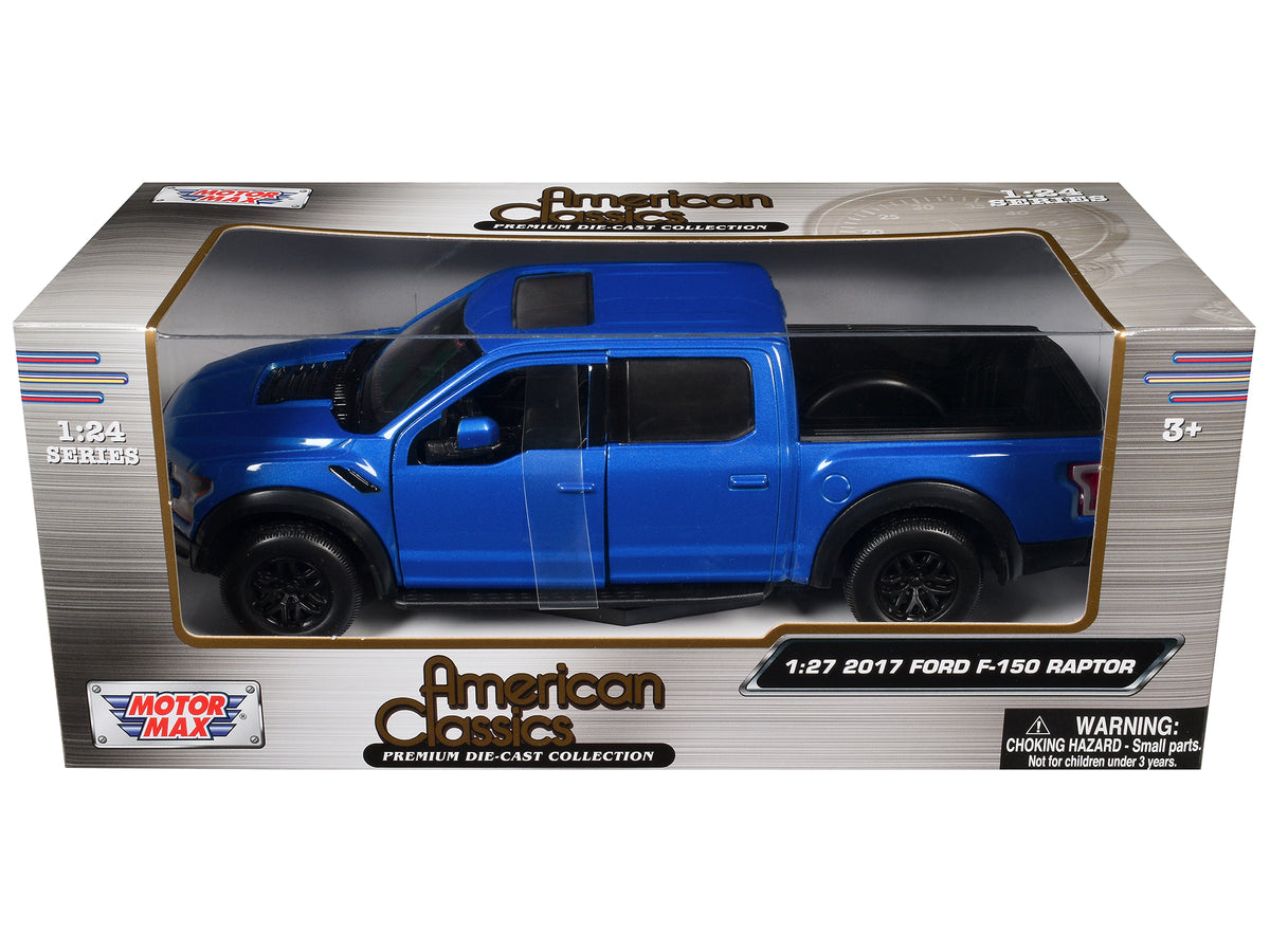 2017 Ford F-150 Raptor Pickup Truck Medium Blue Metallic 1/27 Diecast Model Car by Motormax