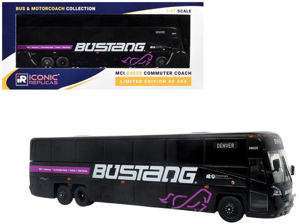 MCI D4520 Commuter Coach Bus "Bustang - Colorado Department of Transportation" Black "The Bus & Motorcoach Collection" Limited Edition to 504 pieces Worldwide 1/87 (HO) Scale Diecast Model by Iconic Replicas