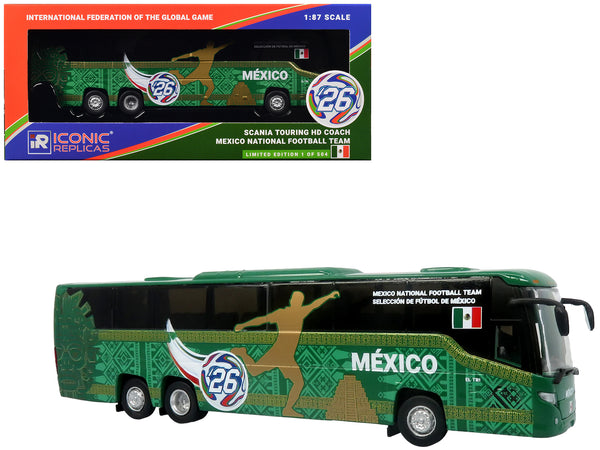 Scania Touring HD Coach Bus "Mexico National Football Team" Green with Graphics "International Federation of the Global Game" Series Limited Edition to 504 pieces Worldwide 1/87 (HO) Diecast Model by Iconic Replicas