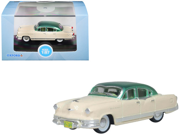 1953 Kaiser Manhattan Stardust Ivory with Jade Green Metallic Top 1/87 (HO) Scale Diecast Model Car by Oxford Diecast
