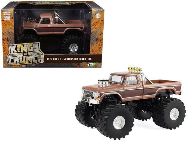 1978 Ford F-350 Monster Truck with 66-Inch Tires "BFT" Brown Two-Tone "Kings of Crunch" Series 1/43 Diecast Model Car by Greenlight