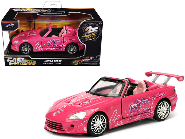 Suki's Honda S2000 Convertible Pink with Graphics "2 Fast 2 Furious" (2003) Movie "Fast & Furious 25th Anniversary" Series 1/32 Diecast Car Model by Jada