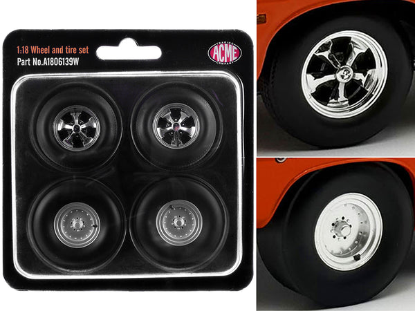 "Centerline/Keystone" Wheel and Tire Set of 4 pieces from 1970 Plymouth HEMI Cuda for 1/18 Scale Models by ACME
