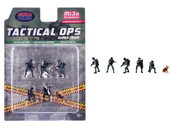 "Tactical Ops Alpha Team" 6 piece Diecast Figure Set (6 Figures) Limited Edition for 1/64 Scale Models by American Diorama