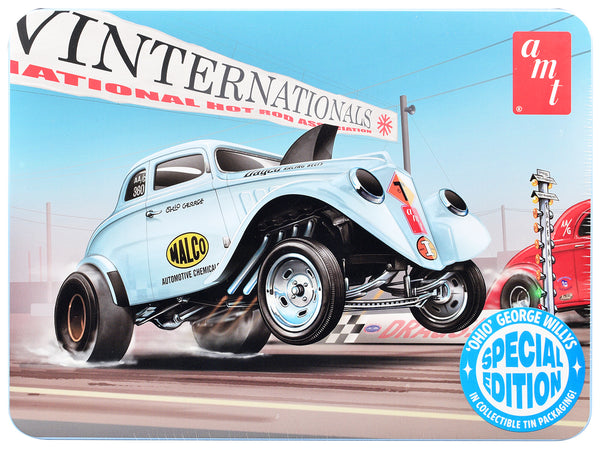 Skill 2 Model Kit 1933 Willys Gasser "Ohio George" with Collectible Tin Packaging 1/25 Scale Model by AMT