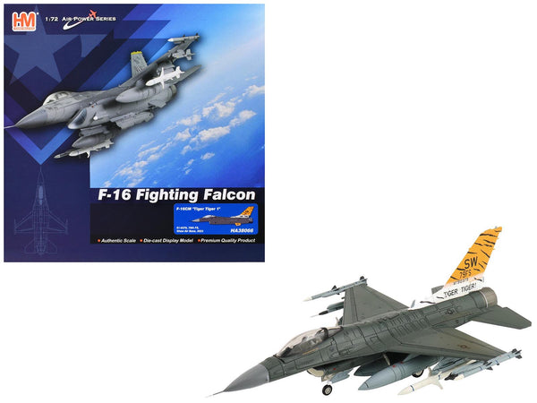 Lockheed F-16CM Fighting Falcon Fighter Aircraft "91-0379 Tiger Tiger 1 79th Fighter Squadron Shaw Air Force Base" (2023) United States Air Force "Air Power Series" 1/72 Diecast Model by Hobby Master