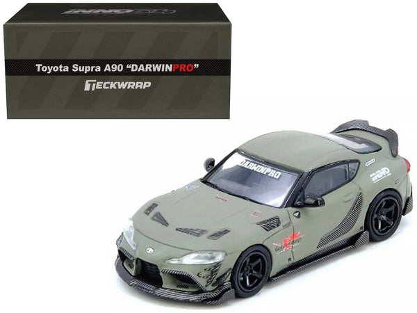Toyota Supra (A90) "DarwinPro" Matt Green with Carbon Accents 1/64 Diecast Model Car by Inno Models