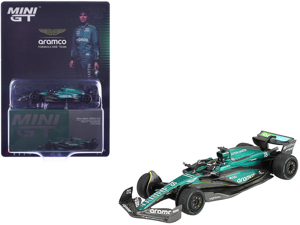 Aston Martin AMR24 #18 Lance Stroll Formula One F1 "Canadian GP" (2024) Limited Edition 1/64 Diecast Model Car by Mini GT