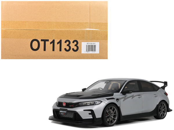 2024 Honda Civic Type R Mugen Group B RHD (Right Hand Drive) Matt Silver Metallic with Black Hood Limited Edition to 999 pieces Worldwide 1/18 Model Car by Otto Mobile