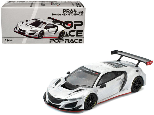 Honda NSX GT3 EVO22 Silver Metallic "Brazilian Event Exclusive" 1/64 Diecast Model Car by Pop Race