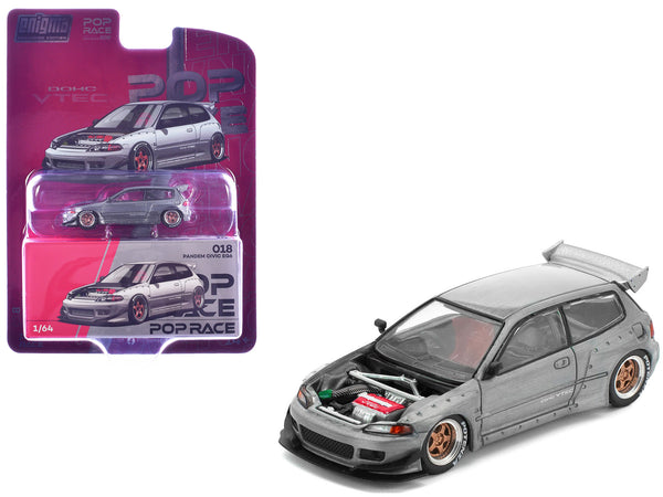 Pandem Civic EG6 RHD (Right Hand Drive) Raw Metal with No Hood 1/64 Diecast Model Car by Pop Race