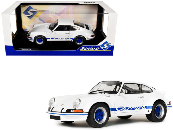 1973 Porsche 911 RSR Carrera White with Blue Stripes 1/18 Diecast Model Car by Solido