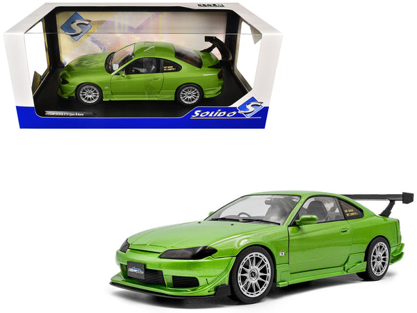 1999 Nissan Silvia S15 Spec-R Aero RHD (Right Hand Drive) "Never Satisfied" Green Metallic 1/18 Diecast Model Car by Solido