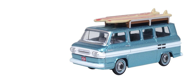 1961 Chevrolet Corvair Greenbrier Passenger Wagon Van Turquoise Metallic and Cam