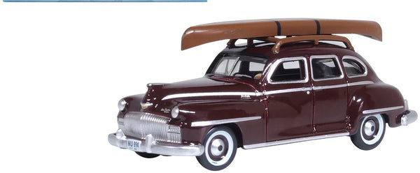 1946 DeSoto Suburban with Roof Rack and Canoe Royal Maroon 1/87 (HO) Scale Dieca