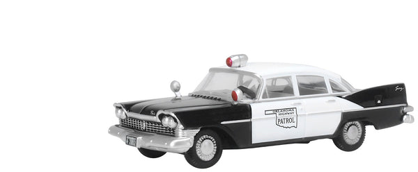 1959 Plymouth Savoy Black and White "Oklahoma Highway Patrol" 1/87 (HO) Scale Di