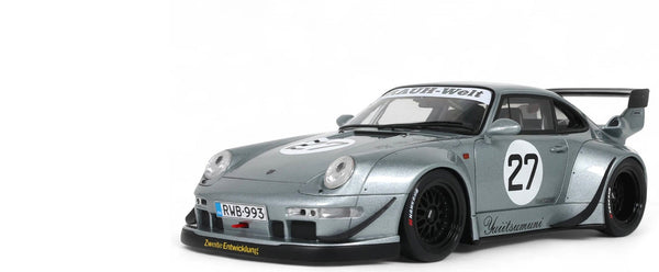 2024 RWB Yuiitsumuni #27 Silver Metallic 1/18 Model Car by GT Spirit