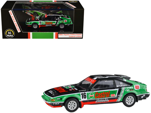 1984 Toyota Celica Supra #16 "Castrol Livery" Black and Green with Graphics 1/64 Diecast Model Car by Paragon Models