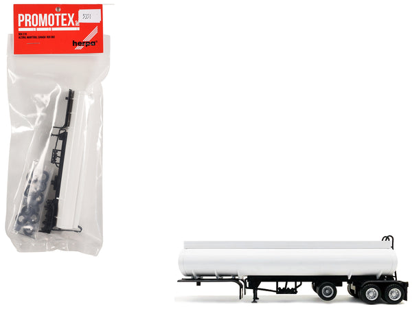 Tag-Axle Elliptical Tanker Trailer White 1/87 (HO) Plastic Model by Promotex
