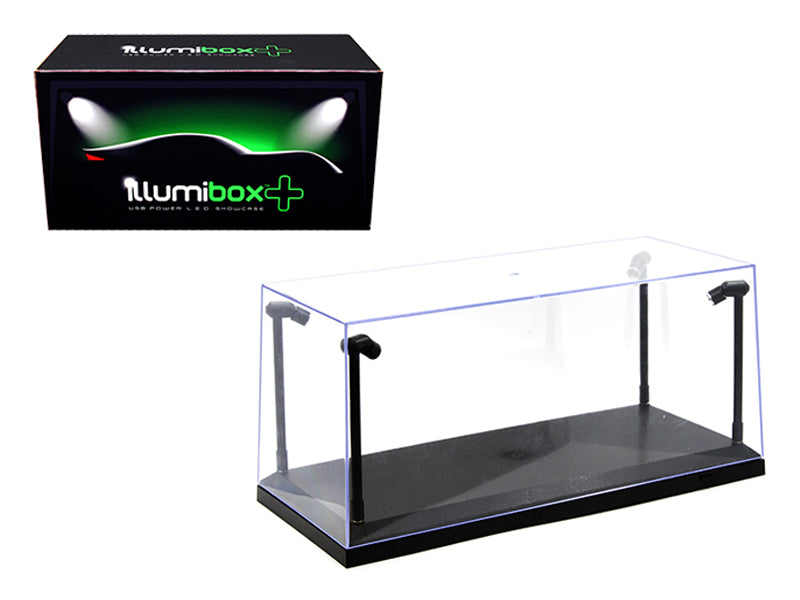 Collectible Display Show Case with LED Lights and Black Base for 1/24 1/18 Models by Illumibox