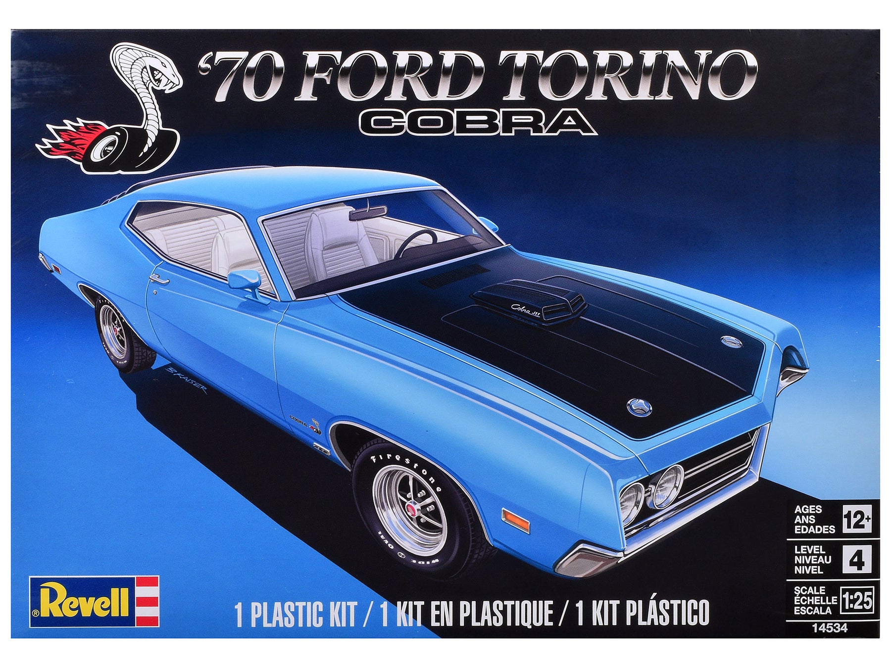 Level 4 Model Kit 1970 Ford Torino Cobra 1/25 Scale Model by Revell