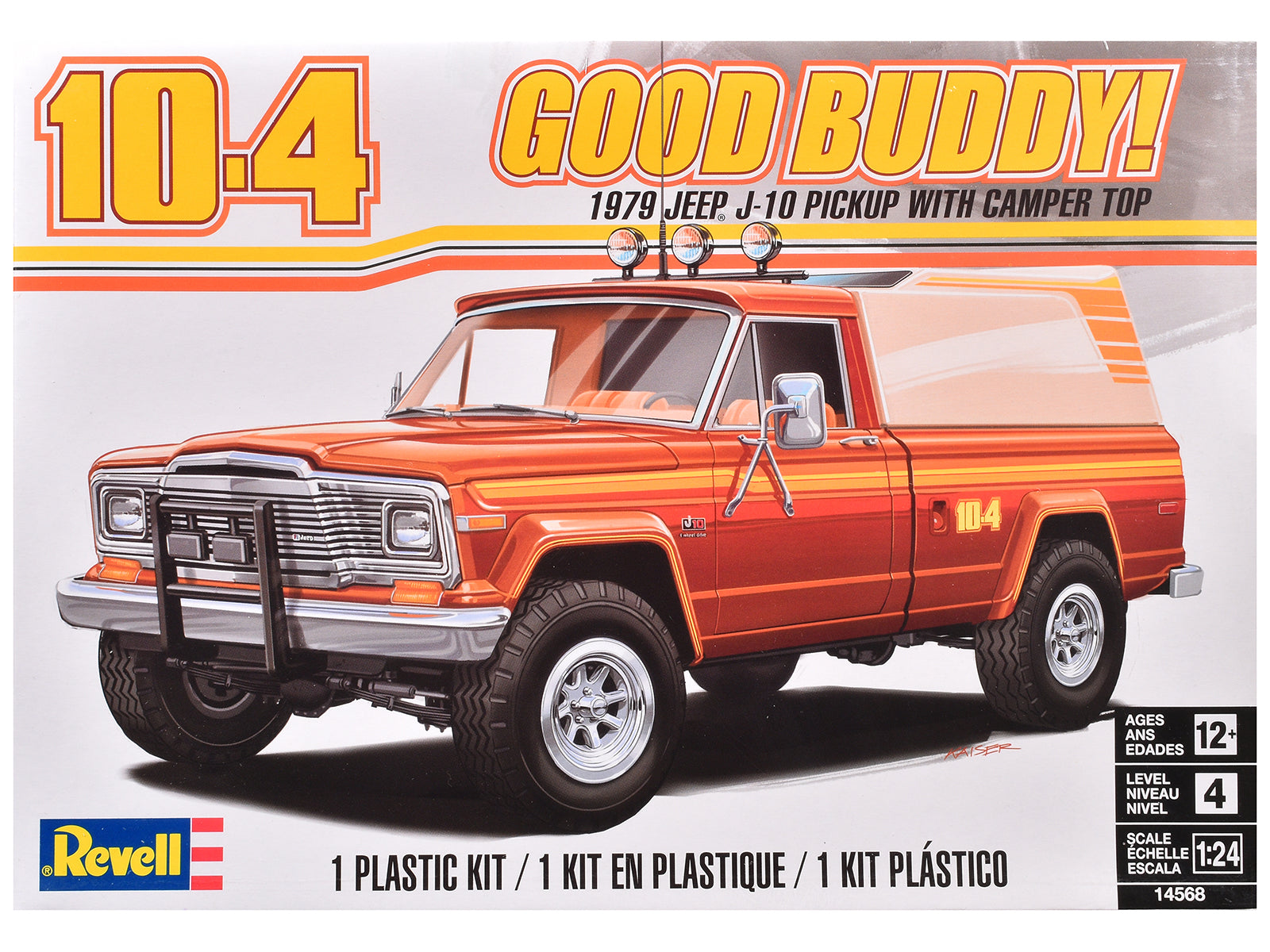 Level 4 Model Kit 1979 Jeep J-10 Pickup Truck with Camper Top 1/24 Scale Model by Revell
