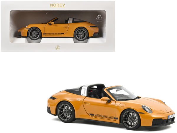 2024 Porsche 911 Targa Bahama Yellow with Black Stripes 1/18 Diecast Model Car by Norev