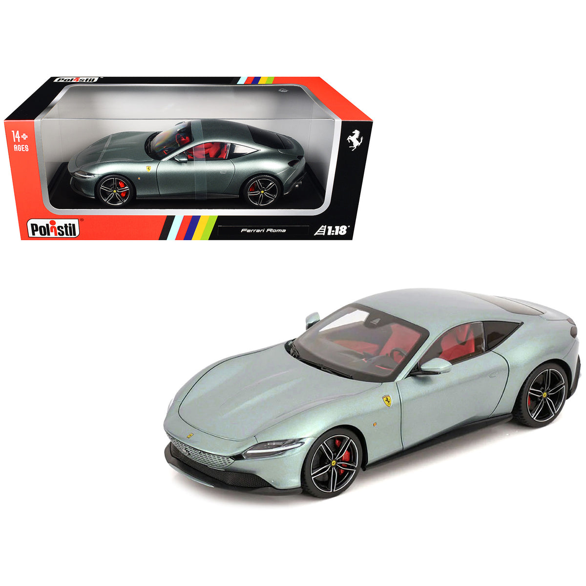 2019 Ferrari Roma Gray Metallic with Pink Interior 1/18 Diecast Model Car by Polistil