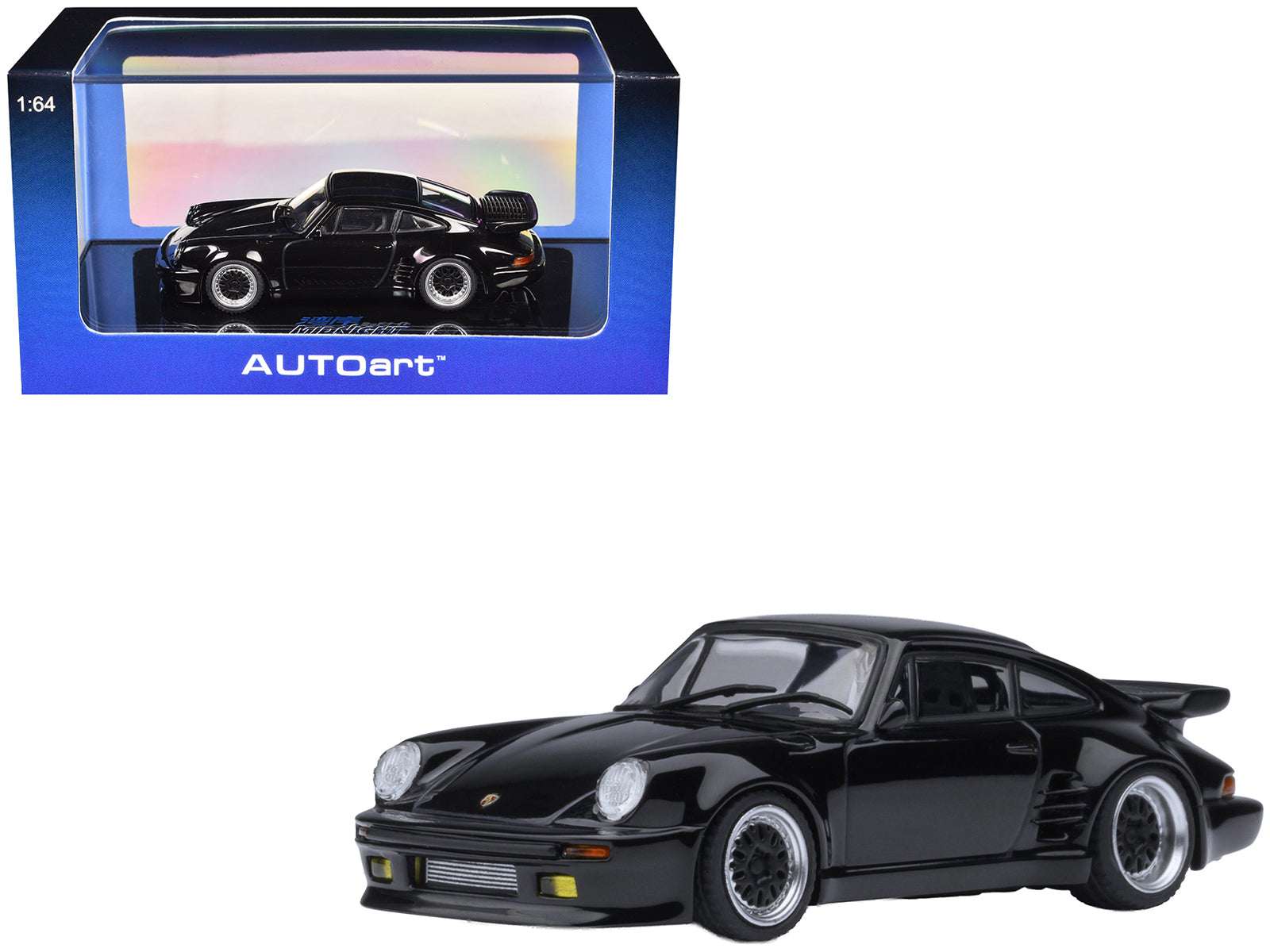Porsche 911 (930) Turbo "Blackbird" Black "Wangan Midnight - Comic #1 Version" Manga 1/64 Model Car by Autoart