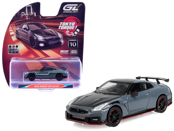 2024 Nissan GT-R (R35) NISMO RHD (Right Hand Drive) Stealth Gray with Carbon Top and Hood "Tokyo Torque" Series 10 1/64 Diecast Model Car by Greenlight