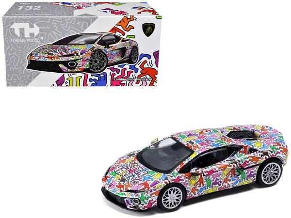 Lamborghini Temerario "Keith Haring Livery" White with Graphics 1/64 Diecast Model car by Trends Hobby