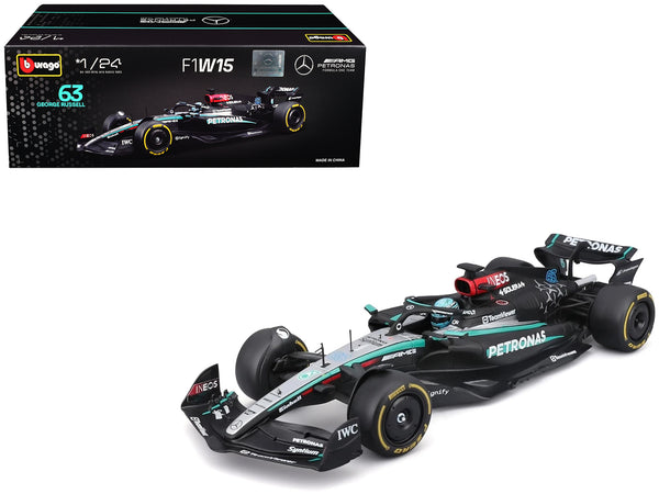 Mercedes-AMG F1 W15 E Performance #63 George Russell "Petronas" Formula One F1 "World Championship" (2024) 1/24 Diecast Model Car by Bburago