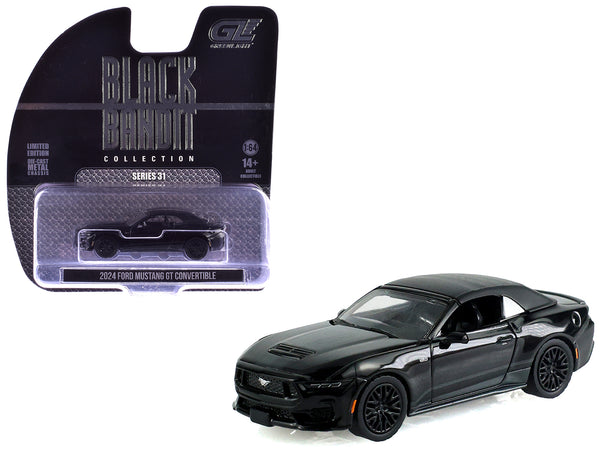 2024 Ford Mustang GT Convertible Black "Black Bandit" Series 31 1/64 Diecast Model Car by Greenlight