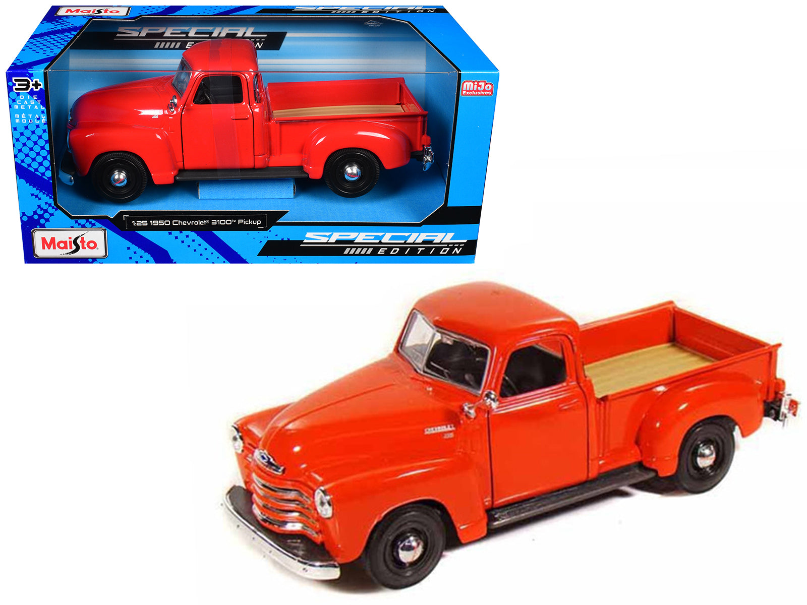 1950 Chevrolet 3100 Pickup Truck Omaha Orange 1/25 Diecast Model Car by Maisto