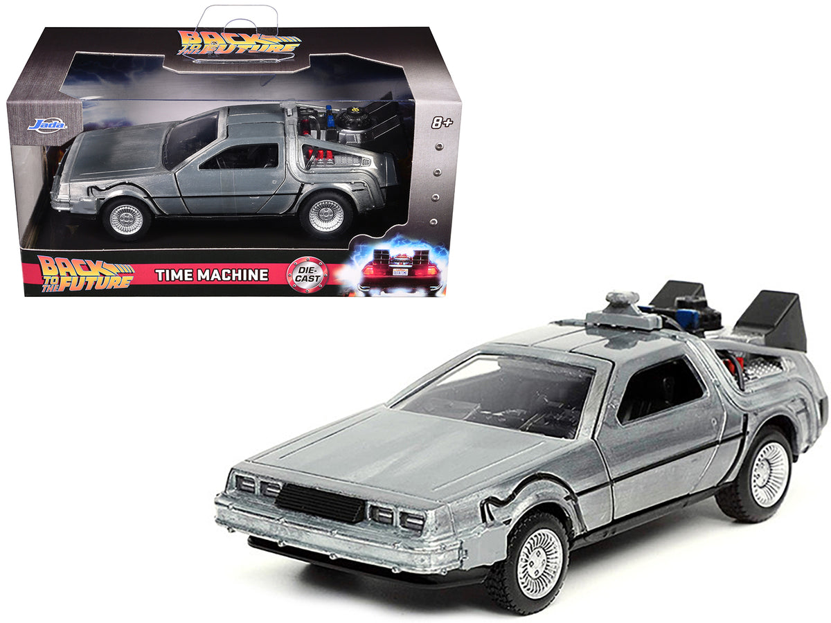 DeLorean DMC (Time Machine) Brushed Metal "Back to the Future Part I" (1985) Movie "Hollywood Rides" Series 1/32 Diecast Model Car by Jada