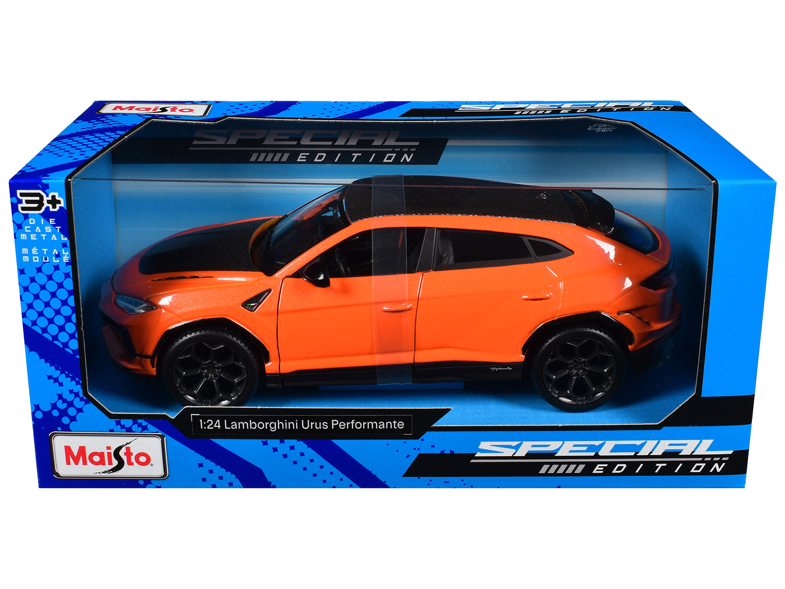 Lamborghini Urus Performante Orange Metallic with Carbon Hood and Top "Special Edition" Series 1/24 Diecast Model Car by Maisto