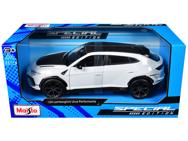 Lamborghini Urus Performante White Metallic with Carbon Hood and Top "Special Edition" Series 1/24 Diecast Model Car by Maisto