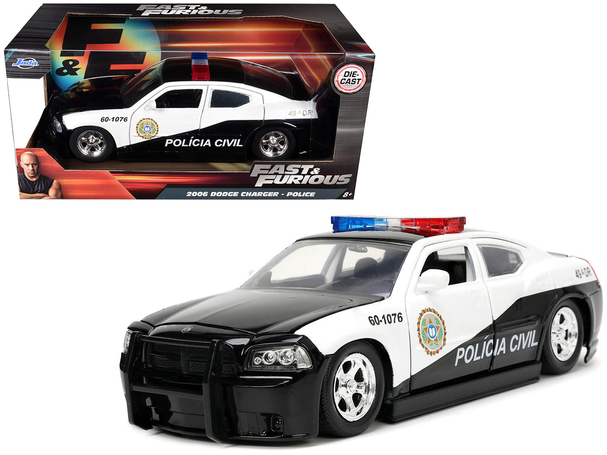 2006 Dodge Charger Police Black and White "Policia Civil" "Fast & Furious" Series 1/24 Diecast Model Car by Jada