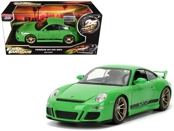 Porsche 911 GT3 (997) Green with Black Accents "Fast X" (2023) Movie "25 Years of Fast & Furious" Series 1/24 Diecast Model Car by Jada