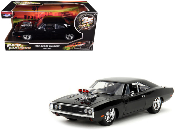 1970 Dodge Charger Black with Race Interior "The Fast and the Furious" (2001) Movie "25 Years of Fast & Furious" Series 1/24 Diecast Model Car by Jada