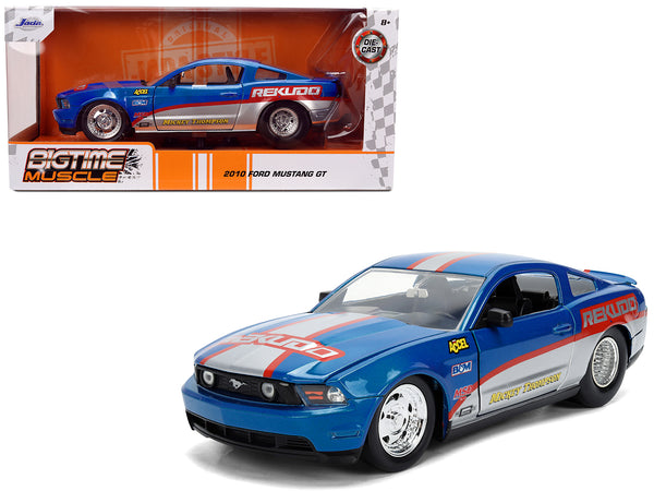 2010 Ford Mustang GT "Rekudo" Blue Metallic with Red and Silver Stripes "Bigtime Muscle" Series 1/24 Diecast Model Car by Jada