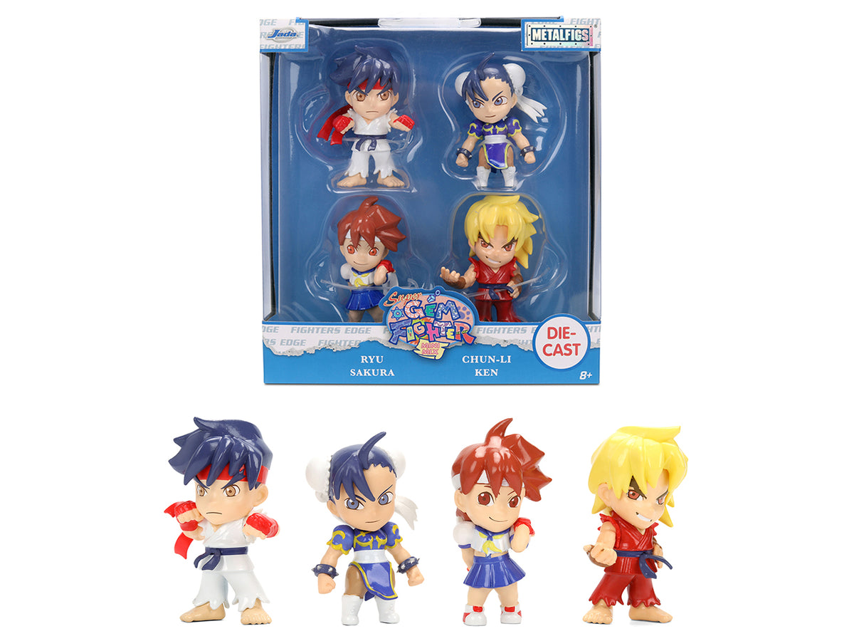 Set of 4 Diecast Figures "Super Gem Fighter Mini Mix" (1997) Video Game "Metalfigs" Series Diecast Models by Jada