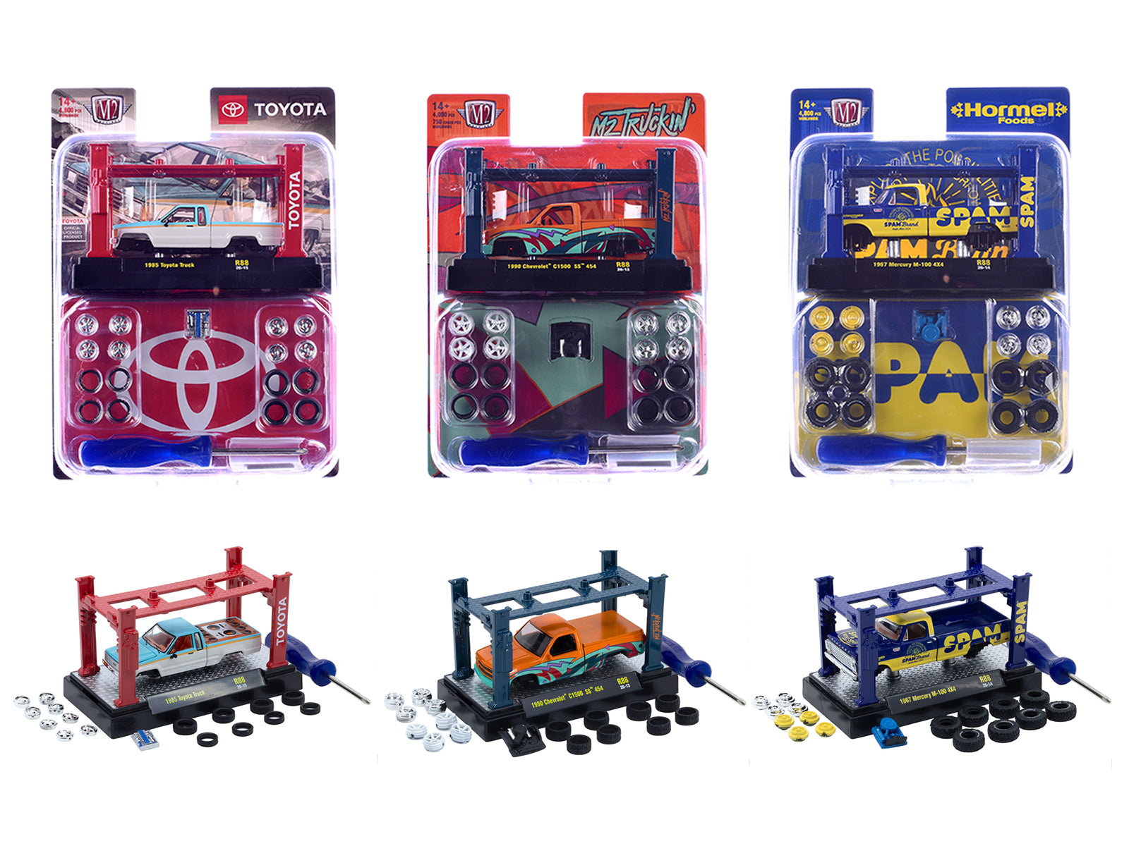 Model Kit 3 piece Car Set Release #88 Limited Edition to 4800 pieces Worldwide 1/64 Diecast Models by M2 Machines