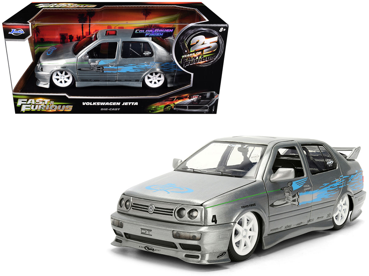 Volkswagen Jetta Raw Metal Color Brush Finish "The Fast and the Furious" (2001) Movie "25 Years of Fast & Furious" Series 1/24 Diecast Model Car by Jada