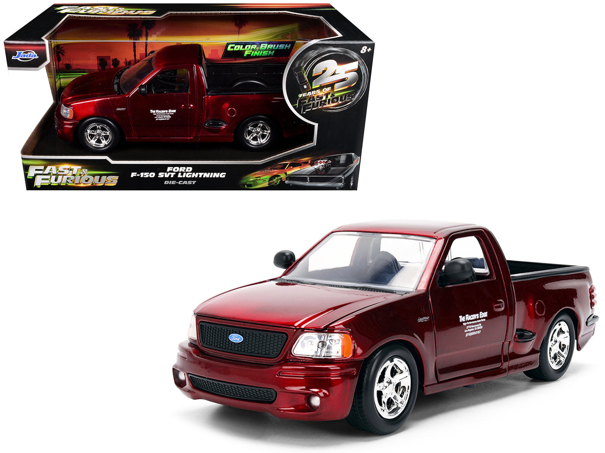 Ford F-150 SVT Lightning Pickup Truck Red Color Brush Finish "The Fast and the Furious" (2001) Movie "25 Years of Fast & Furious" Series 1/24 Diecast Model Car by Jada