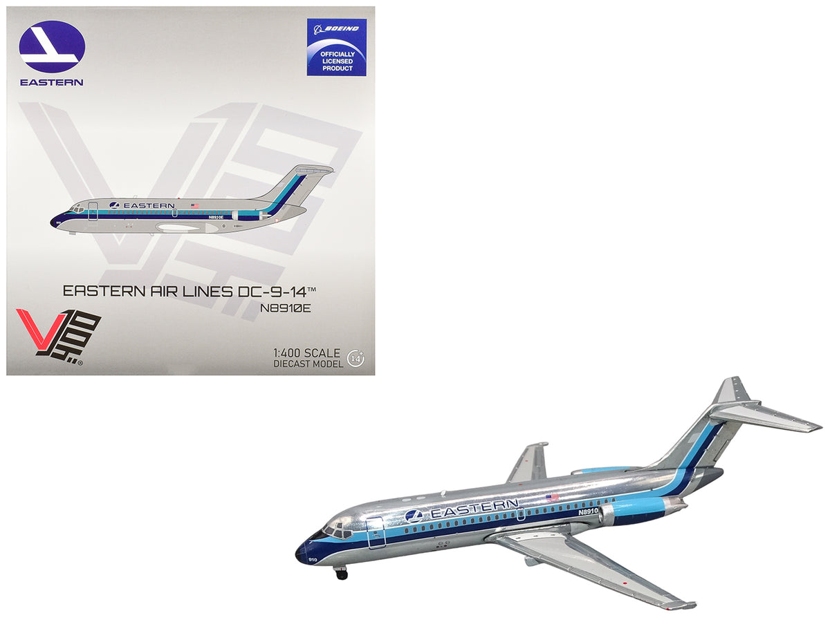McDonnell Douglas DC-9-14 Commercial Aircraft "Eastern Air Lines" (N8910E) Silver with Blue Stripes 1/400 Diecast Model by V1:400